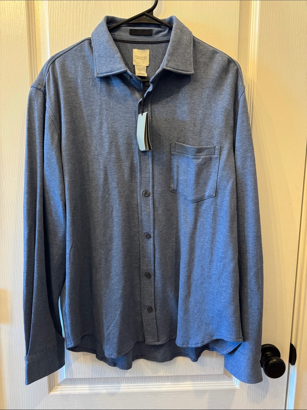 Men's Blue Long-Sleeve Casual Soft Button-Down Shirt